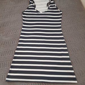 blue white stripe scoop neck sleeveless dress size medium